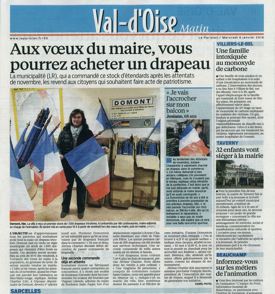 Nos drapeaux français dans Le Parisien