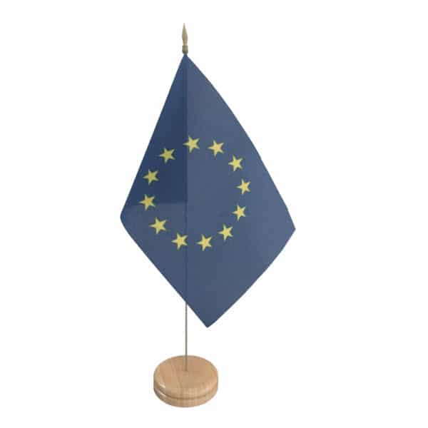 drapeau-de-table-europe avec mini hampe et socle en bois