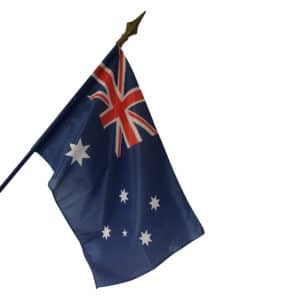 drapeau australie pays du monde avec hampe en bois et pointe de lance