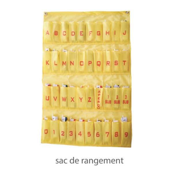 sac de rangement jaune avec numérotation pour pavois